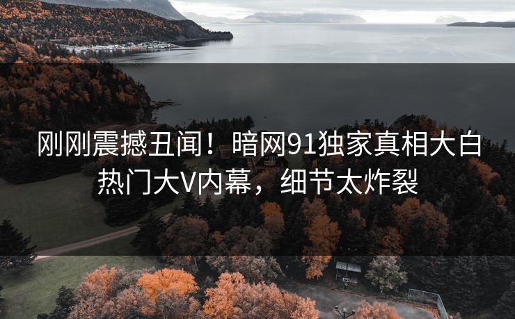 刚刚震撼丑闻！暗网91独家真相大白热门大V内幕，细节太炸裂
