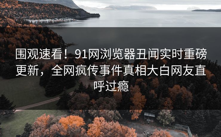 围观速看！91网浏览器丑闻实时重磅更新，全网疯传事件真相大白网友直呼过瘾