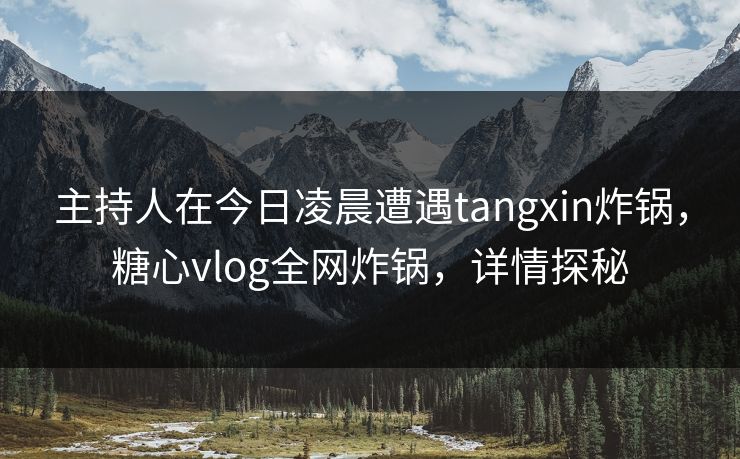 主持人在今日凌晨遭遇tangxin炸锅，糖心vlog全网炸锅，详情探秘