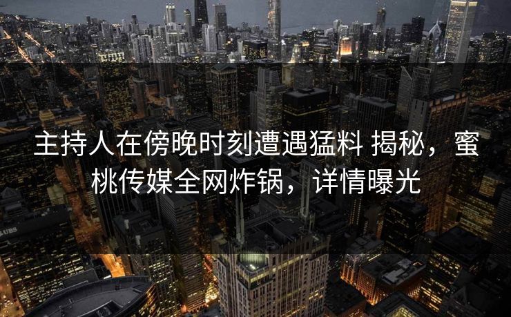 主持人在傍晚时刻遭遇猛料 揭秘，蜜桃传媒全网炸锅，详情曝光