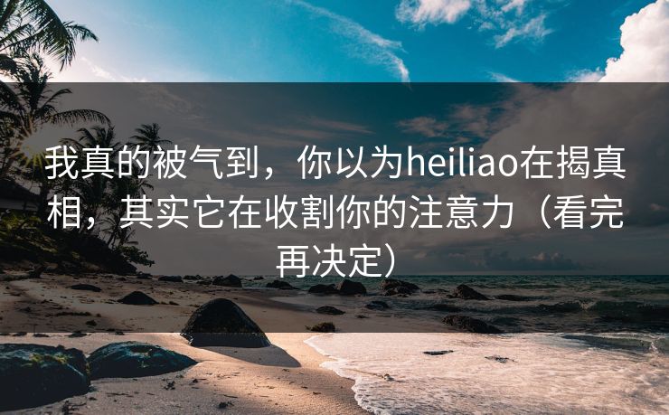 我真的被气到，你以为heiliao在揭真相，其实它在收割你的注意力（看完再决定）